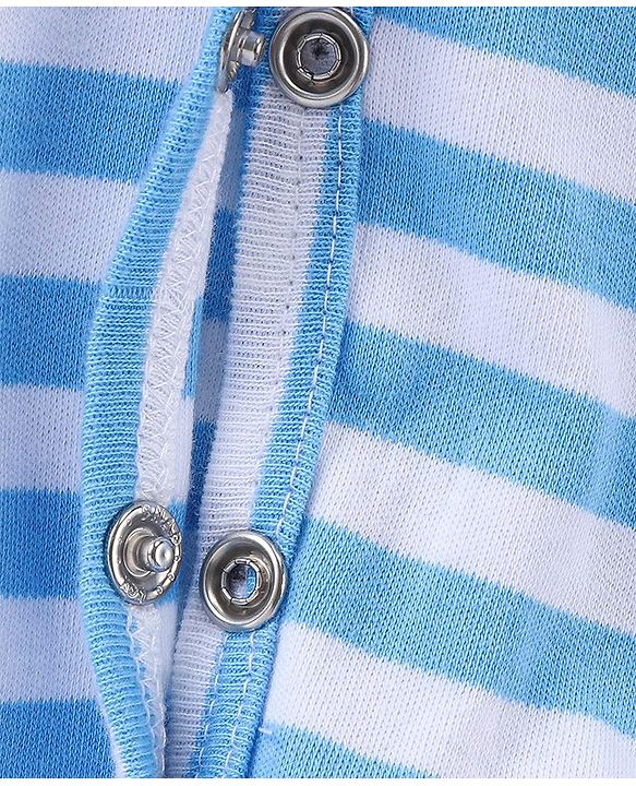 Babyhug Cotton Knit Full Sleeves Footed Sleepsuit with Panda Print Pack of 3 - Blue & Green