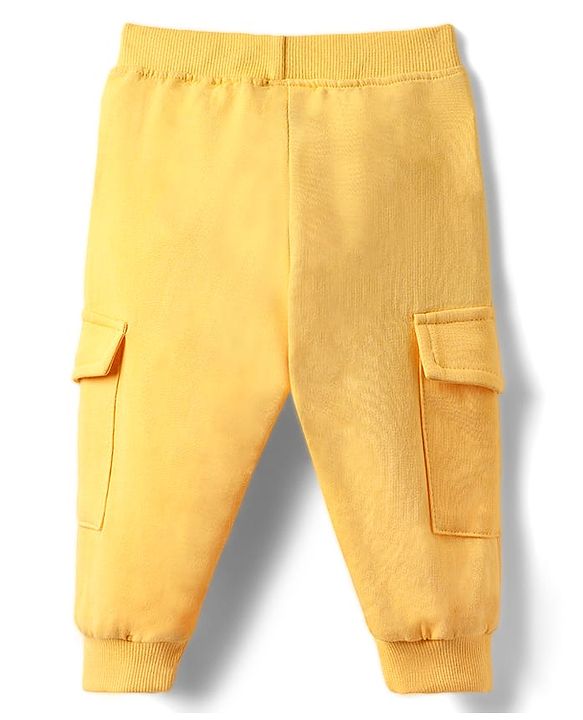 Babyhug 100% Cotton Knit Full Sleeves Lion & Koala Bear Printed T-Shirt & Lounge Pant Set - Blue & Yellow