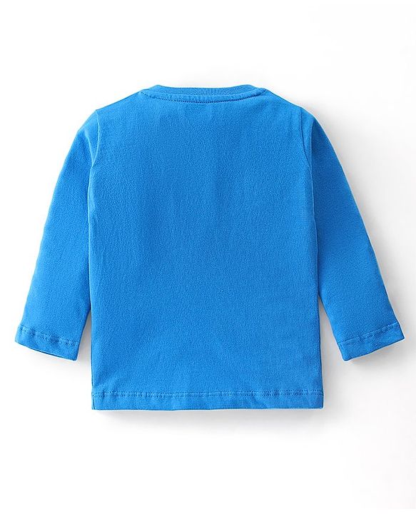 Babyhug Cotton Knit Full Sleeves Wild Animals Printed T-Shirt & Lounge Pant Set - Blue & White Melange
