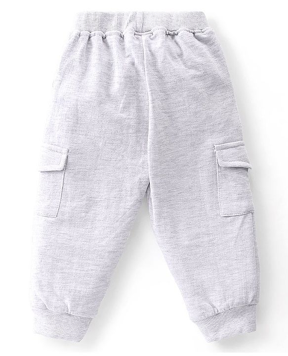 Babyhug Cotton Knit Full Sleeves Wild Animals Printed T-Shirt & Lounge Pant Set - Blue & White Melange
