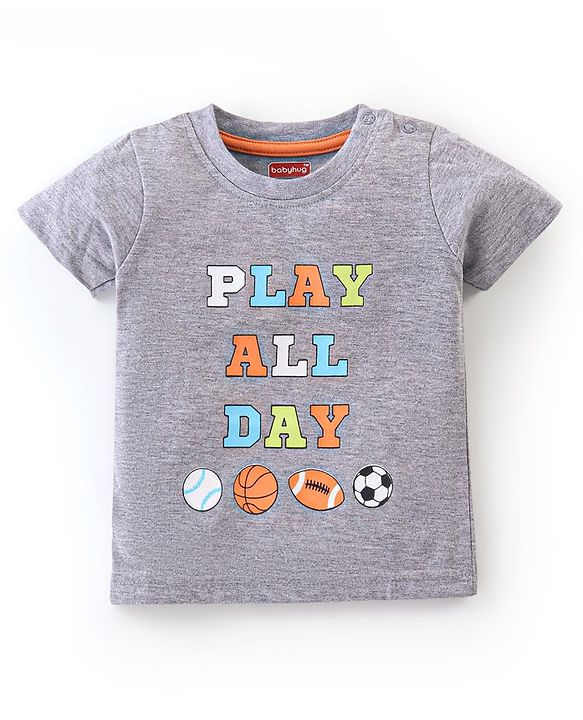 Babyhug Cotton Half Sleeves T-Shirt Stripes & Football Print Pack of 5- Green Grey & Blue