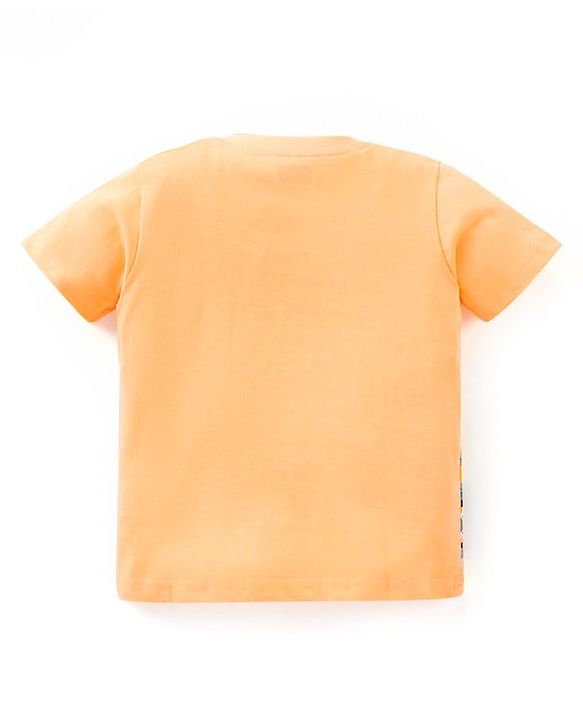Babyhug Cotton Jersey Knit Half Sleeves T-Shirt with Crane Print - Yellow