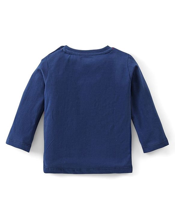 Babyhug 100% Cotton Full Sleeves T-Shirt & Lounge Pant Set With Sun Set Print - Blue & Light Brown