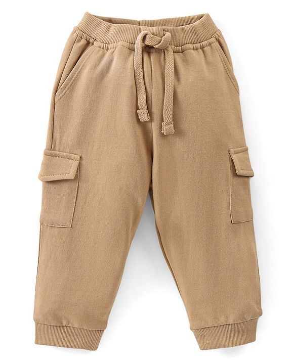 Babyhug 100% Cotton Full Sleeves T-Shirt & Lounge Pant Set With Sun Set Print - Blue & Light Brown