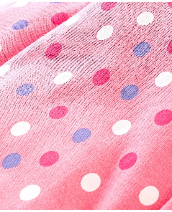 Babyhug Cotton Full Sleeves Sleep Suit Polka Dot Print- Pink