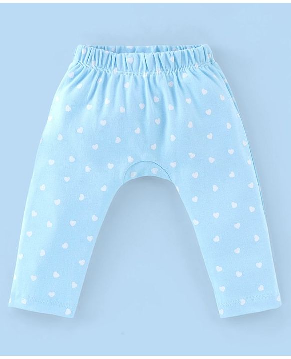 Babyhug Cotton Ankle Length Diaper Leggings Dot & Hearts Print Pack Of 3- Pink & Blue