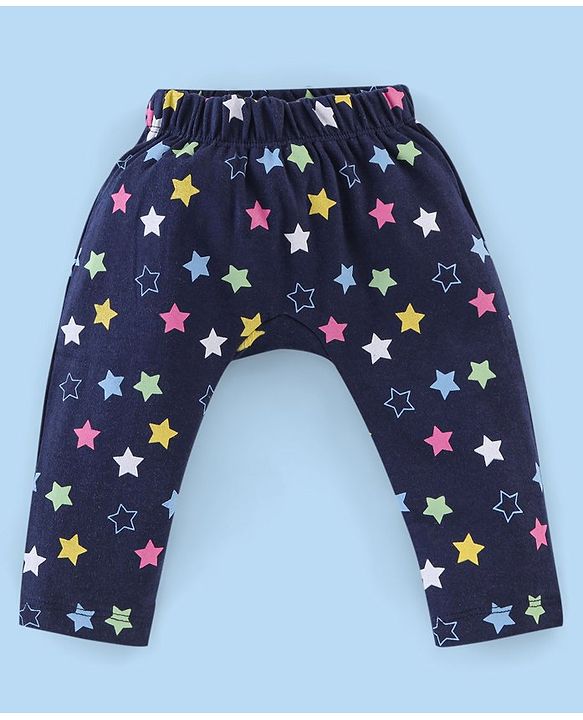 Babyhug Cotton Ankle Length Diaper Leggings Dot & Hearts Print Pack Of 3- Pink & Blue