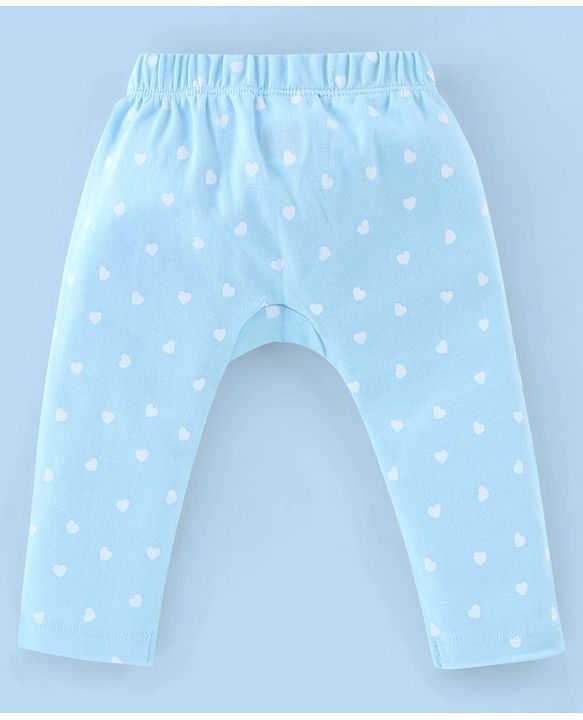 Babyhug Cotton Ankle Length Diaper Leggings Dot & Hearts Print Pack Of 3- Pink & Blue