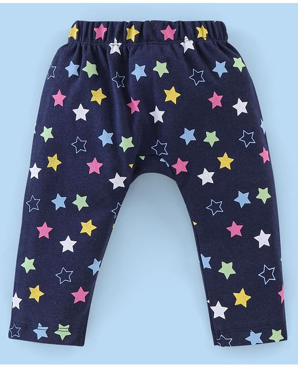 Babyhug Cotton Ankle Length Diaper Leggings Dot & Hearts Print Pack Of 3- Pink & Blue