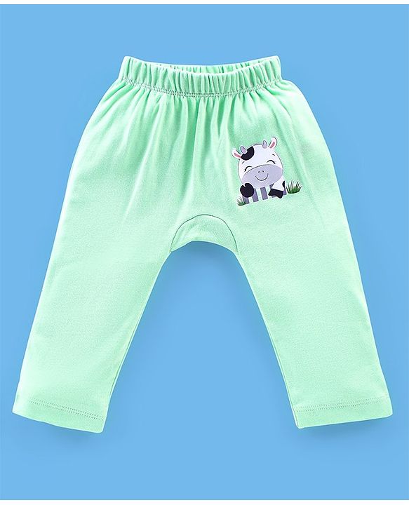 Babyhug Cotton Full Length Diaper Pants Stripes & Cow Print Pack of 3- Blue Green & Orange
