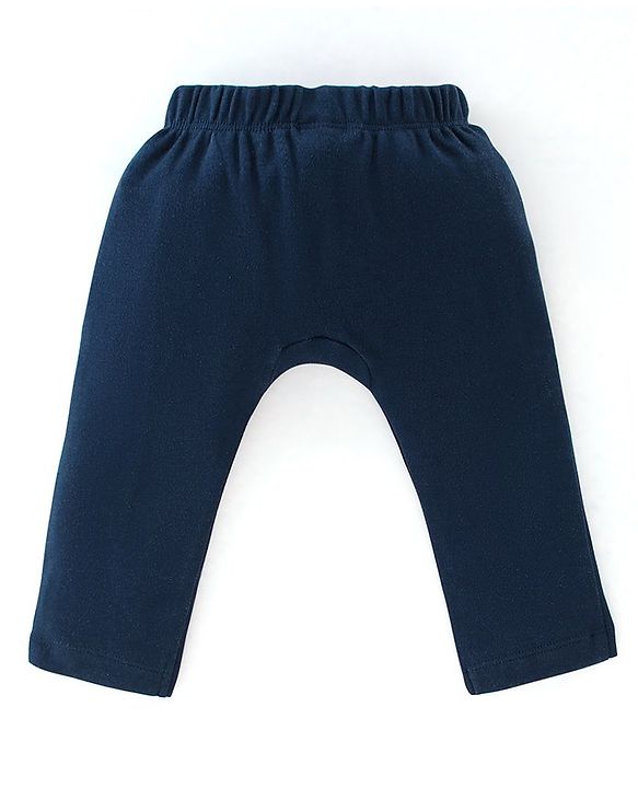 Babyhug Interlock Cotton Knit Full Length Diaper Pants Space Shuttle Print Pack of 3 - Navy Turquoise & Orange