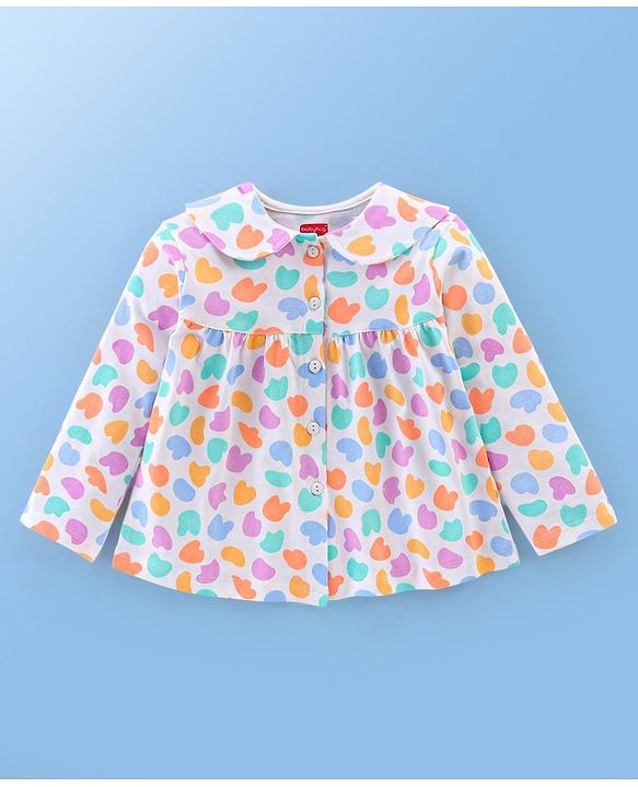 Babyhug Cotton Knit Full Sleeves Night Suit Abstract Print - White