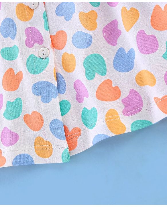 Babyhug Cotton Knit Full Sleeves Night Suit Abstract Print - White