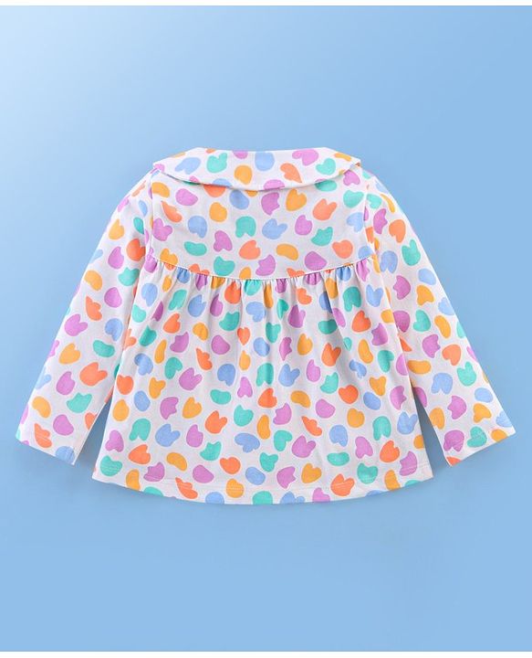 Babyhug Cotton Knit Full Sleeves Night Suit Abstract Print - White