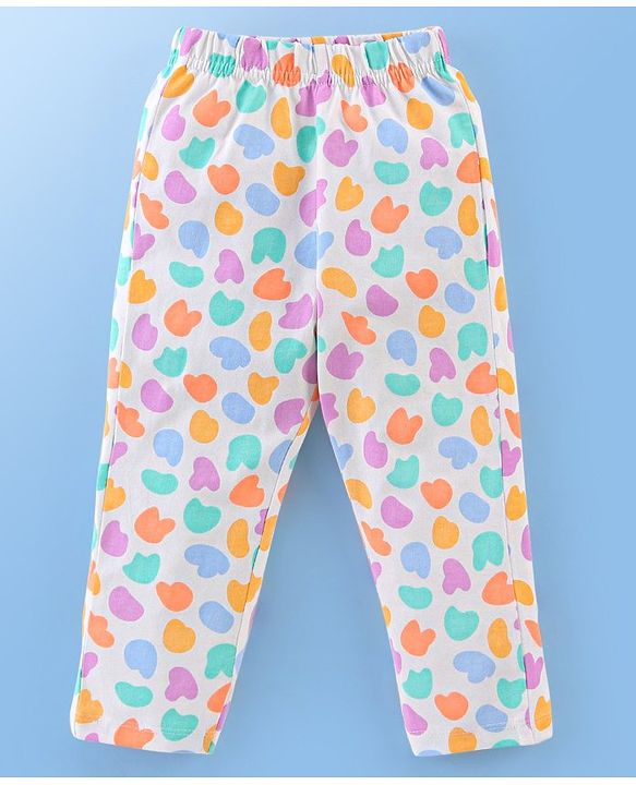 Babyhug Cotton Knit Full Sleeves Night Suit Abstract Print - White