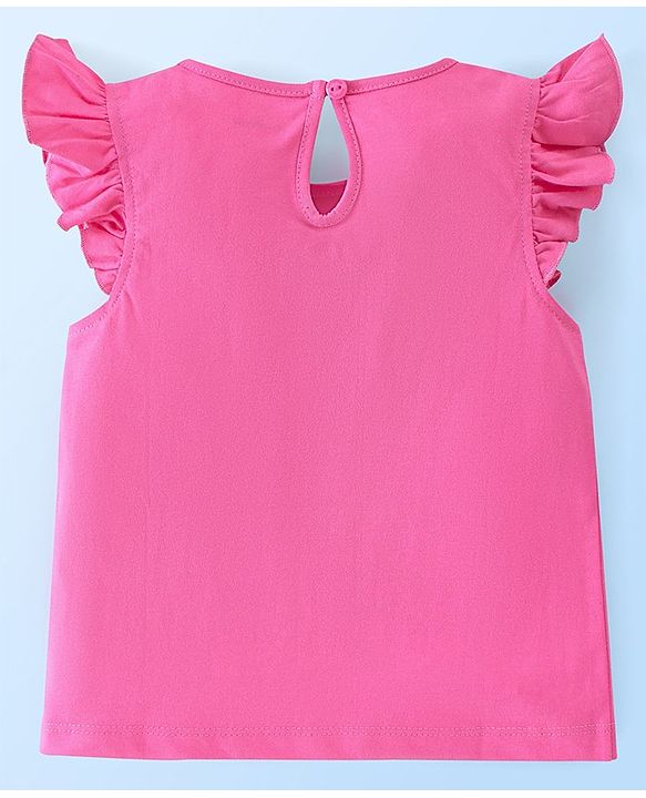 Babyhug Cotton Half Sleeves Tee With Ice Cream Graphics & Frill Detailing Pack Of 2 - White & Pink