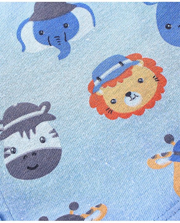 Babyhug 100% Cotton Half Sleeves Shirt Lion Print- Blue