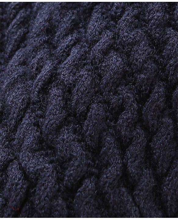 Babyhug Woollen Striped Pattern Cap Blue - Diameter 10.5 cm