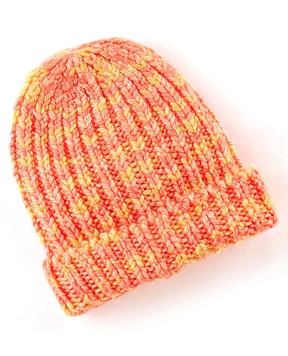 Babyhug Striped Design Woollen Cap Orange - Diameter 10 cm