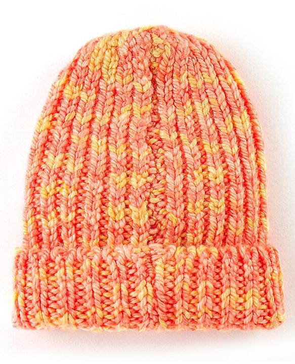 Babyhug Striped Design Woollen Cap Orange - Diameter 10 cm
