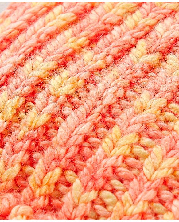 Babyhug Striped Design Woollen Cap Orange - Diameter 10 cm