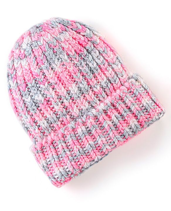Babyhug Striped Design Woollen Cap Pink - Diameter 11.5 cm