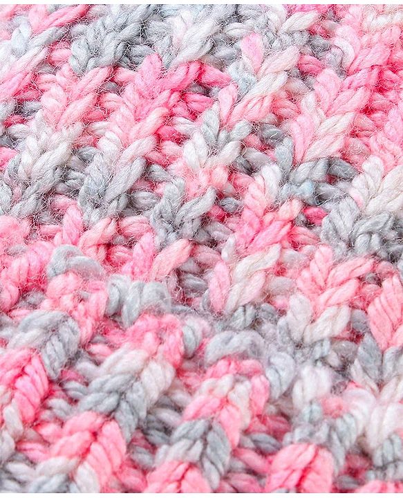 Babyhug Striped Design Woollen Cap Pink - Diameter 11.5 cm