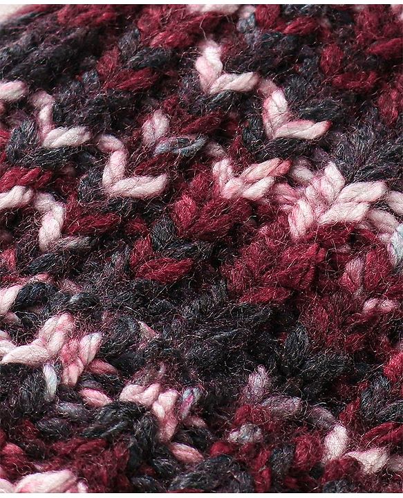 Babyhug Striped Design Woollen Cap Red - Diameter 10.5 cm