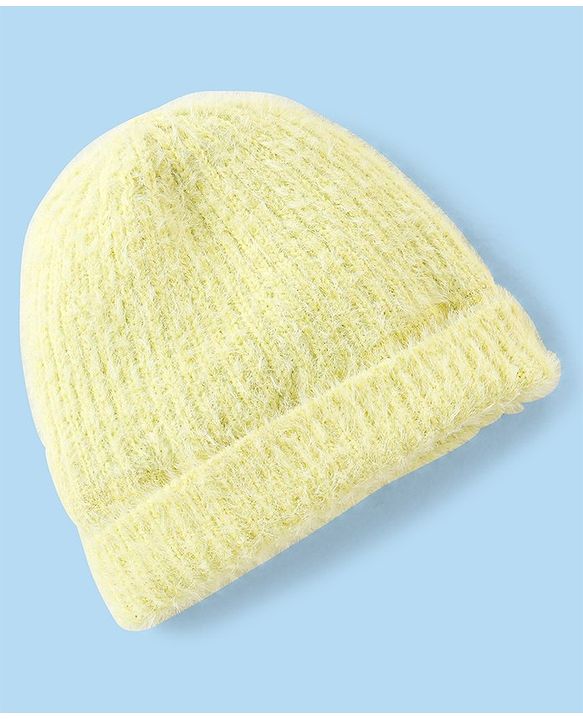 Babyhug Woolen Knit Cap Lemon Yellow - Diameter 11 cm