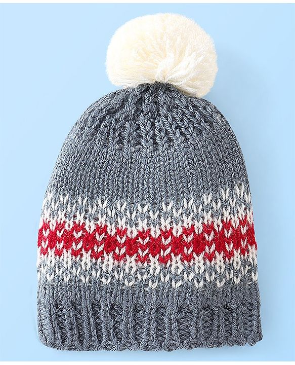 Babyhug Woollen Cap with Pompom - Grey