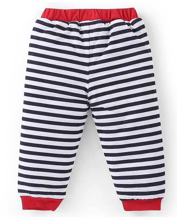 Babyhug Cotton Knit Full Sleeves Hooded Sweatshirt & Joggers Set With Penguin Embroidery - Red
