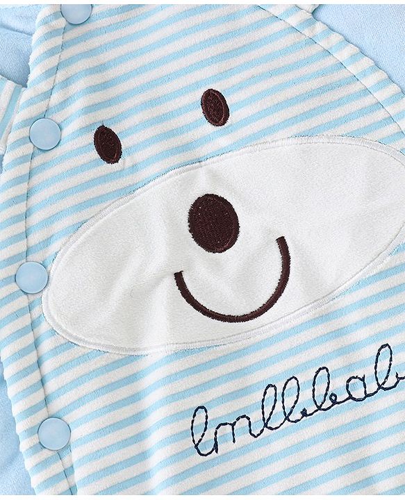 Babyhug Hooded Full Sleeves Winter Wear Set Striped - Blue