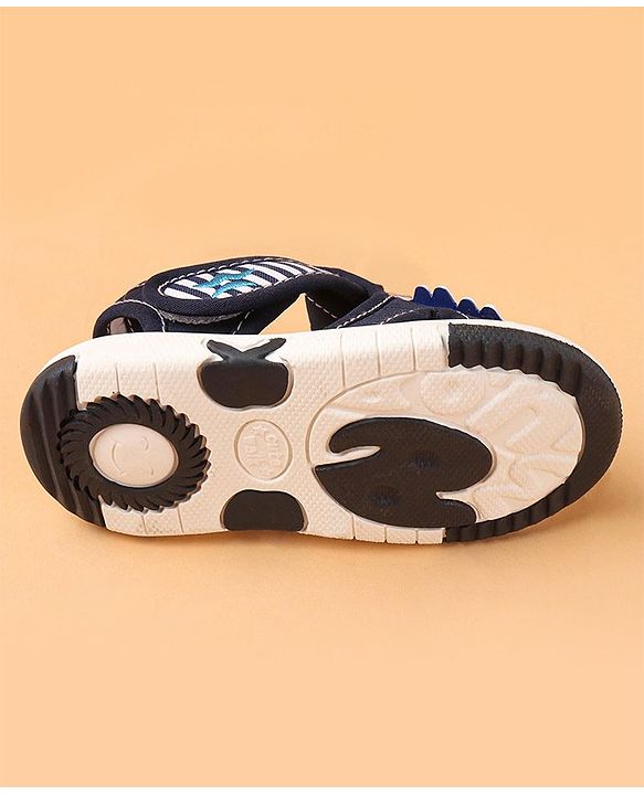 Cute Walk by Babyhug Slip On Sandals with Dino Applique & Velcro Closure - Blue