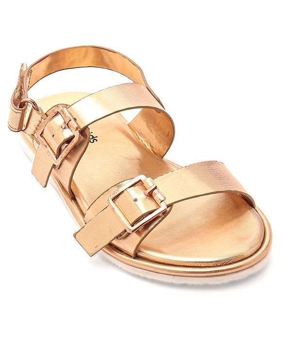 Pine Kids Party Wear Sandals With Buckle Closure - Rose Gold