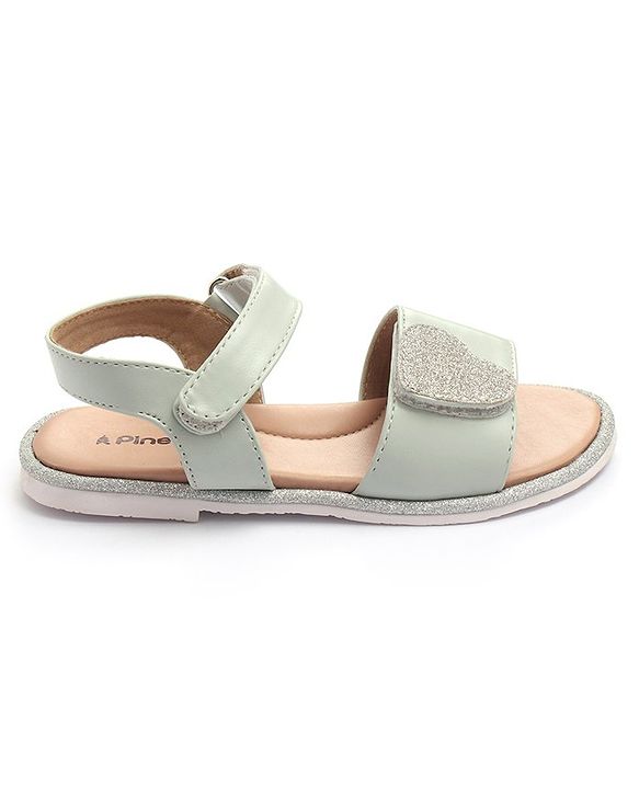 Pine Kids Velcro Closure Sandals with Heart Patch - Blue