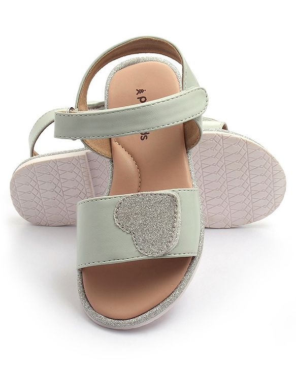 Pine Kids Velcro Closure Sandals with Heart Patch - Blue
