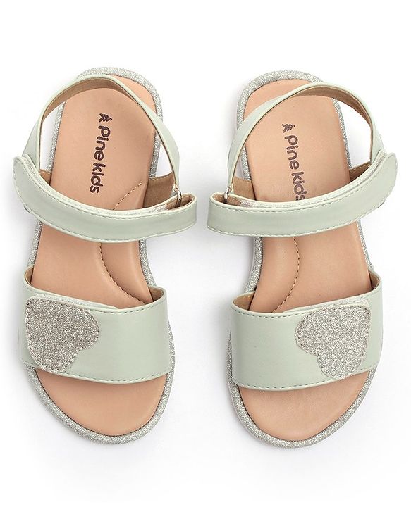 Pine Kids Velcro Closure Sandals with Heart Patch - Blue