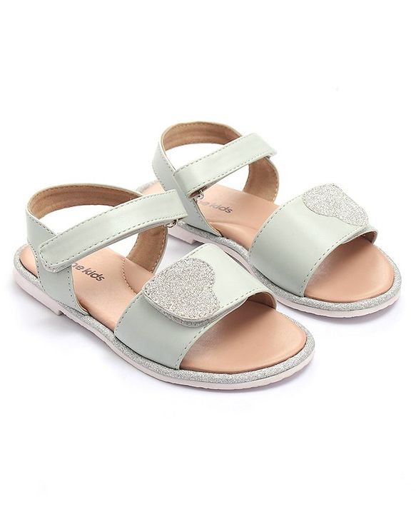 Pine Kids Velcro Closure Sandals with Heart Patch - Blue