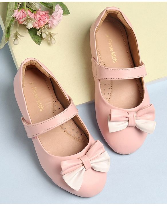 Pine Kids Velcro Closure Bellies with Bow Applique - Pink