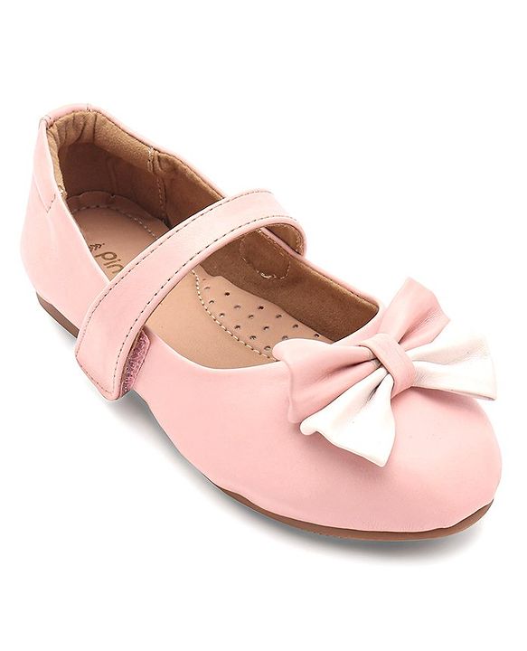 Pine Kids Velcro Closure Bellies with Bow Applique - Pink