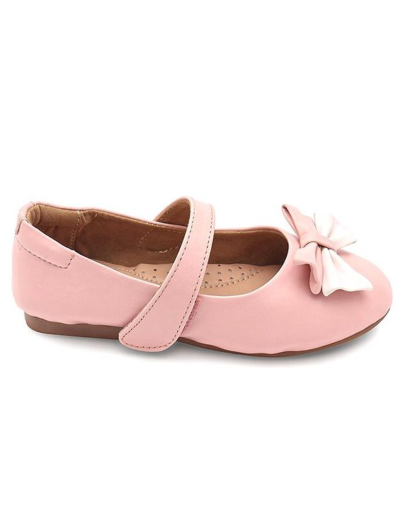 Pine Kids Velcro Closure Bellies with Bow Applique - Pink