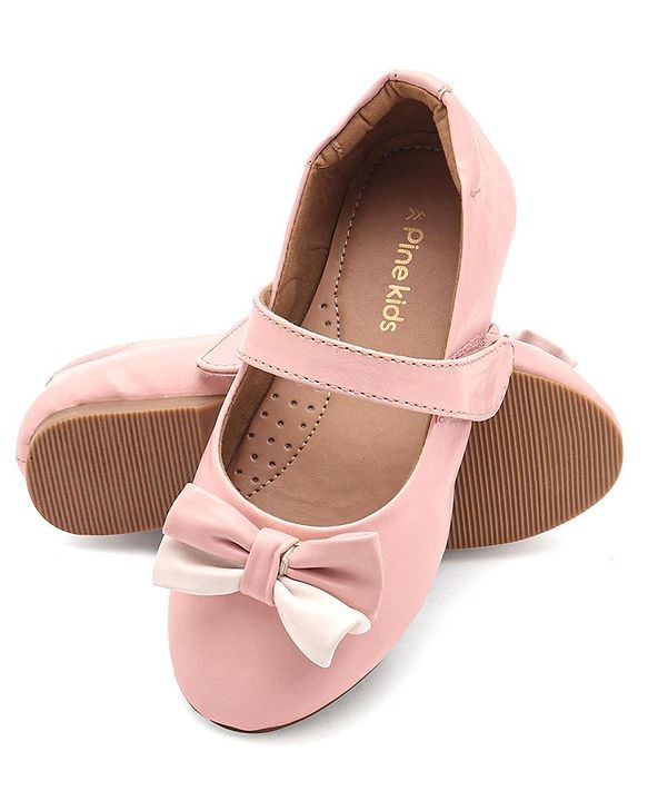 Pine Kids Velcro Closure Bellies with Bow Applique - Pink