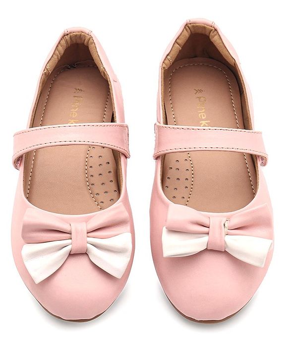Pine Kids Velcro Closure Bellies with Bow Applique - Pink