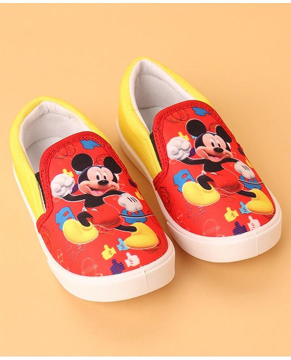 Cute Walk by Babyhug Slip On Casual Shoes Mickey Mouse Print - Red