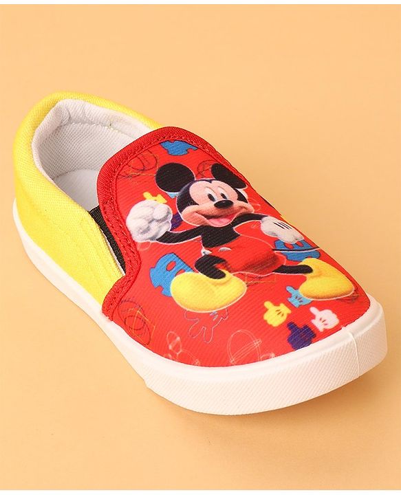 Cute Walk by Babyhug Slip On Casual Shoes Mickey Mouse Print - Red