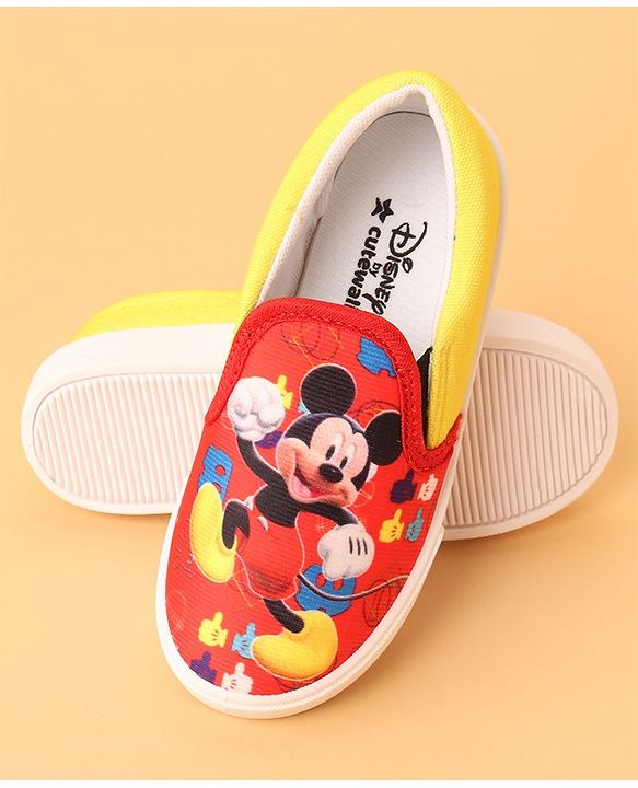 Cute Walk by Babyhug Slip On Casual Shoes Mickey Mouse Print - Red