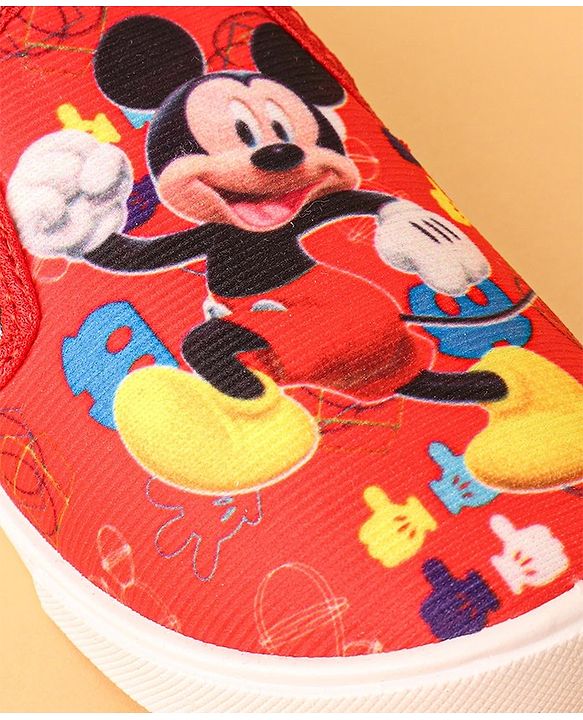 Cute Walk by Babyhug Slip On Casual Shoes Mickey Mouse Print - Red