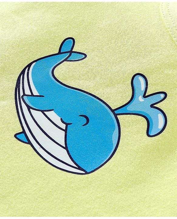 Babyhug 100% Cotton Knit Sleeveless Striped Sandos Whales Print Pack of 3 - Multicolour