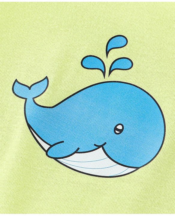 Babyhug 100% Cotton Knit Sleeveless Striped Sandos Whales Print Pack of 3 - Multicolour