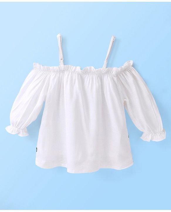 Babyhug 100% Rayon Woven Three Fourth Sleeves Top with Floral Print - White